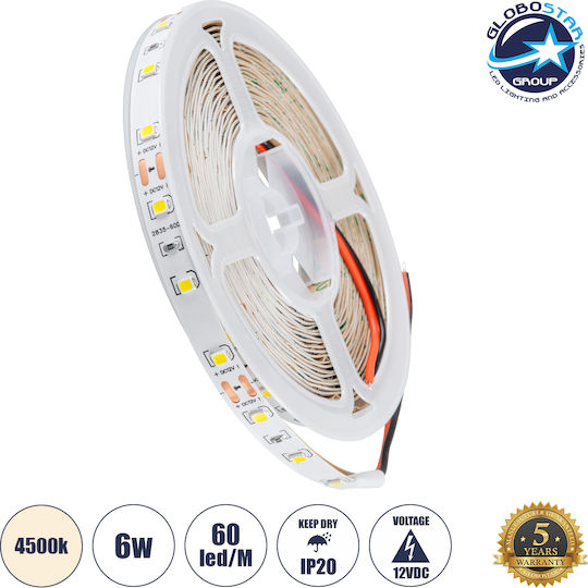 GloboStar LED Strip 12V Natural White Light 5m Type SMD2835