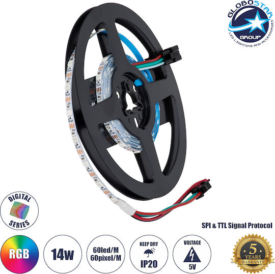 GloboStar Ταινία LED 5V RGB Φως 2m