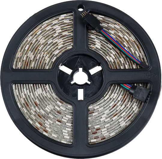 GloboStar Αδιάβροχη Ταινία LED 12V RGB Φως 2x5m Τύπου SMD5050 με Τροφοδοτικό & Τηλεχειριστήριο