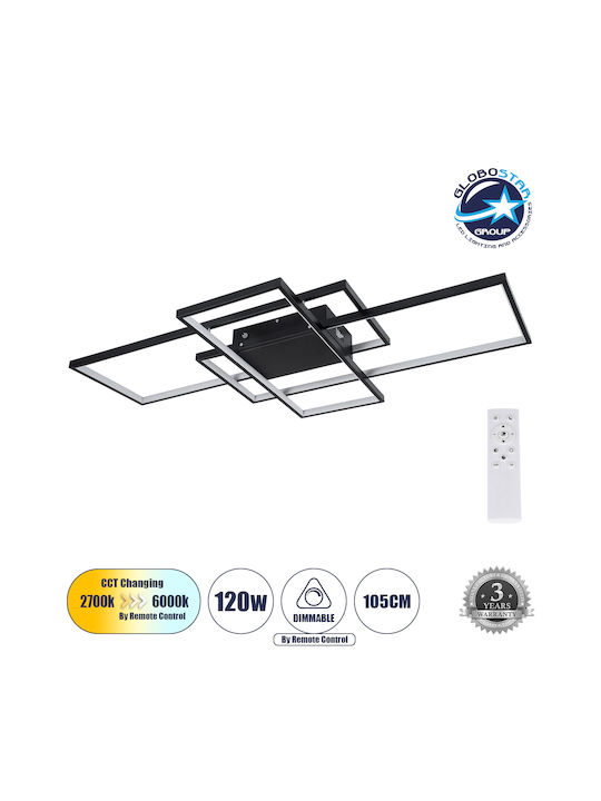 GloboStar Quadra Таванно осветление 105бр Черен с Вграден LED и Дистанционно Управление
