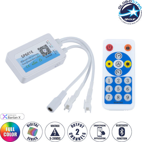 GloboStar Rgbw Dual Controller Controller Wireless RGBW Controller Bluetooth with Remote Control 70038
