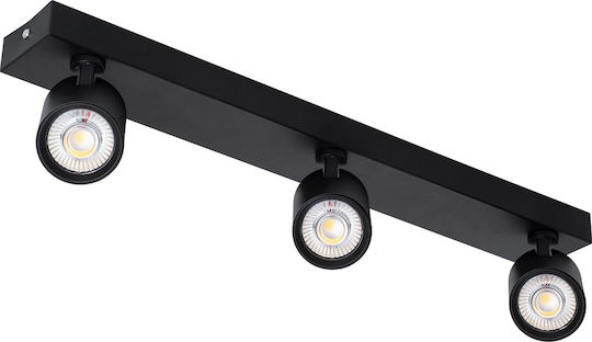 GloboStar Leonardo Triplu LED Alb Natural Spot în Culoare Negru