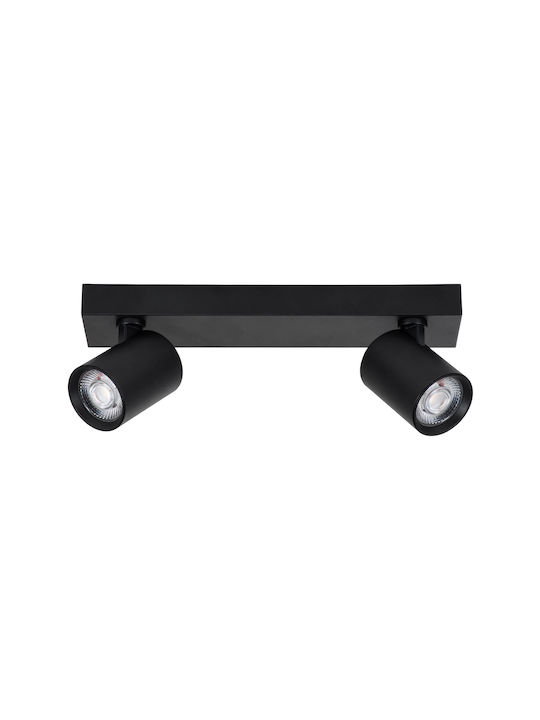 GloboStar Leonardo Double LED Natural White Spot in Black Color