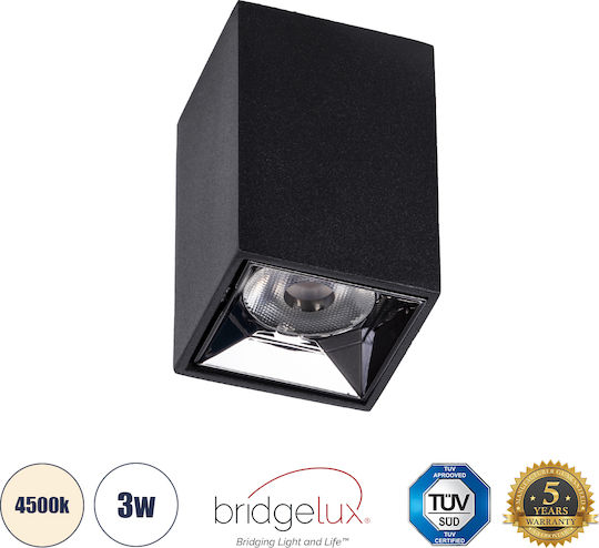 GloboStar Luminar Superior Einzel LED Natürliches Weiß Spot in Schwarz Farbe