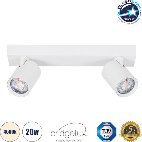 GloboStar Leonardo Dublu LED Alb Natural Spot în Culoare Alb
