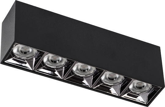 GloboStar Luminar Superior LED Θερμό Λευκό Σποτ με 5 Φώτα σε Μαύρο Χρώμα