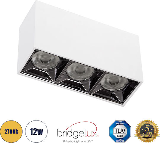 GloboStar Luminar Superior Dreifach LED Warmes Weiß Spot in Weiß Farbe