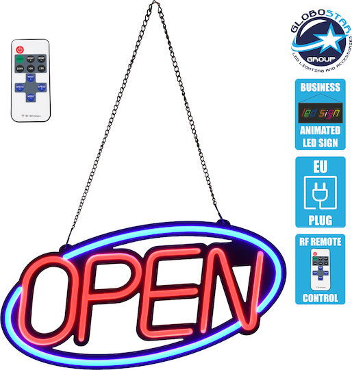GloboStar Rolling LED Sign One - Sided 47.5x25cm Red / Blue