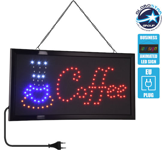 GloboStar Motion LED Sign One - Sided 48x25cm Red / Blue