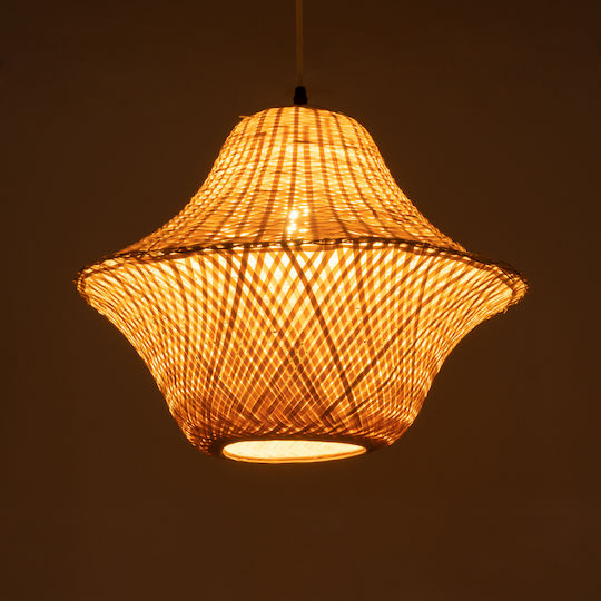 GloboStar Juniper Ceiling Light Beige Boho Grid with E27 Socket 45x45x40cm