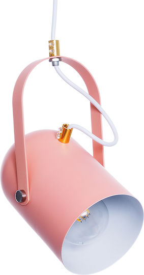 GloboStar Hazel Κρεμαστό Φωτιστικό Ροζ με Ντουί E27 12x18x27εκ.