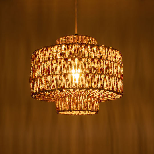 GloboStar Jenson Ceiling Light Brown Boho Grid with E27 Socket 33x35x35cm