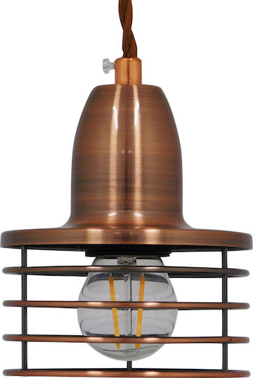 GloboStar Manhattan Κρεμαστό Φωτιστικό Χάλκινο με Ντουί E27 11x11x14εκ.
