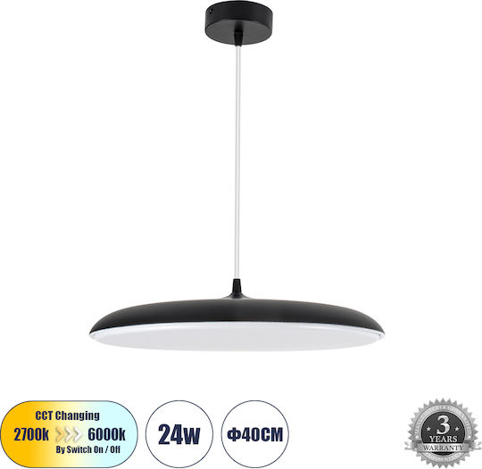 GloboStar Baron Lumini Suspendate Negru LED Cu Bianco Reglabil Lumină Cu Pantaloni Evazați 40x40cm