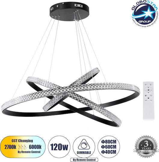 GloboStar Diamond Trio Hängelampe Schwarz 86x86x90cm.