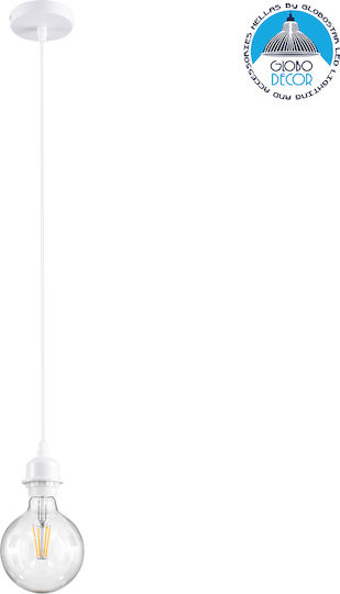 GloboStar Hanna Pendant Light White with Rope for Socket E27 5x18x110cm