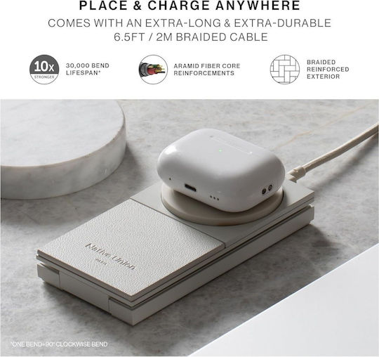 Native Union Безжично зарядно Qi2 и кабел USB-C 15W Черен (Rise)