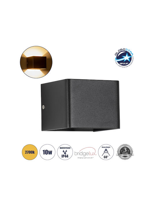 GloboStar Circoa Wall-Mounted Outdoor LED Ceiling Lamp IP44 10W with Warm White Double Beam Light 10x8x10cm