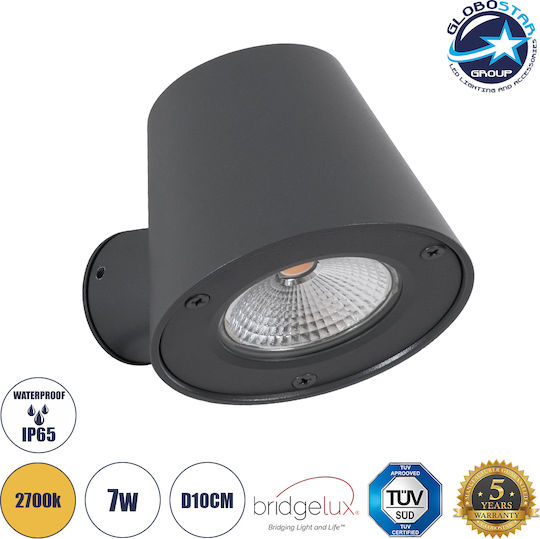 GloboStar Gardenia Wall-Mounted Outdoor Lighting Spot LED IP65 7W with Warm White Light Double Beam 9.5x13x7.7cm