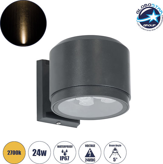 GloboStar Wall-Mounted Outdoor Spot LED IP67 24W with Warm White Light Double Beam