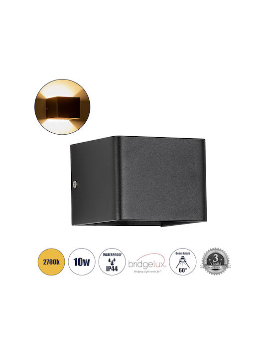 GloboStar Circoa Wall-Mounted Outdoor LED Ceiling Lamp IP44 10W with Warm White Double Beam Light 10x8x10cm