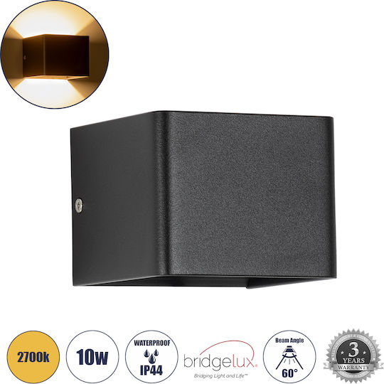 GloboStar Circoa Επιτοίχια Εξωτερική Πλαφονιέρα LED IP44 10W με Θερμό Λευκό Φως Διπλής Δέσμης 10x8x10εκ.