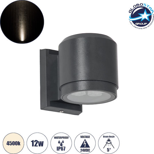 GloboStar Επιτοίχιο Εξωτερικό Σποτ LED IP67 12W με Φυσικό Λευκό Φως Διπλής Δέσμης
