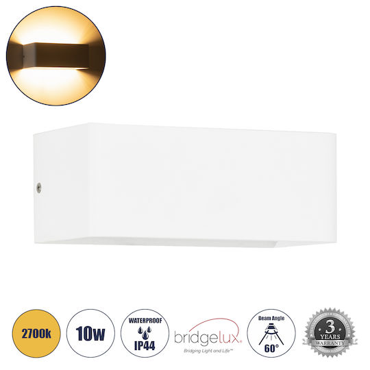 GloboStar Circoa Επιτοίχια Εξωτερική Πλαφονιέρα LED IP44 10W με Θερμό Λευκό Φως Διπλής Δέσμης 20x8x10εκ.