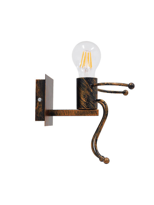 GloboStar Little Man Iron Rust Μοντέρνο Φωτιστικό Τοίχου με Ντουί E27 Καφέ 12x17εκ.