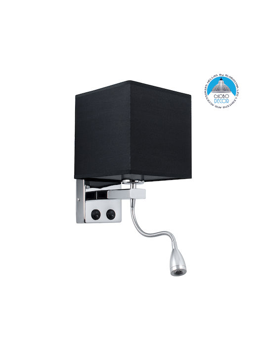 GloboStar Elegant Modern Lamp Wall with Socket E27 and Switch Black 21x43cm
