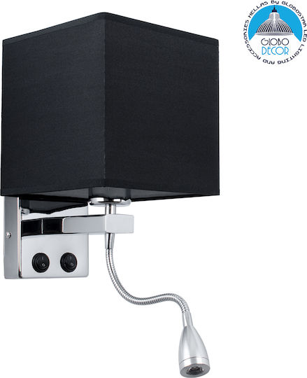 GloboStar Elegant Modern Wall Lamp with E27 Bulb Base and Switch Black 21x43x43cm