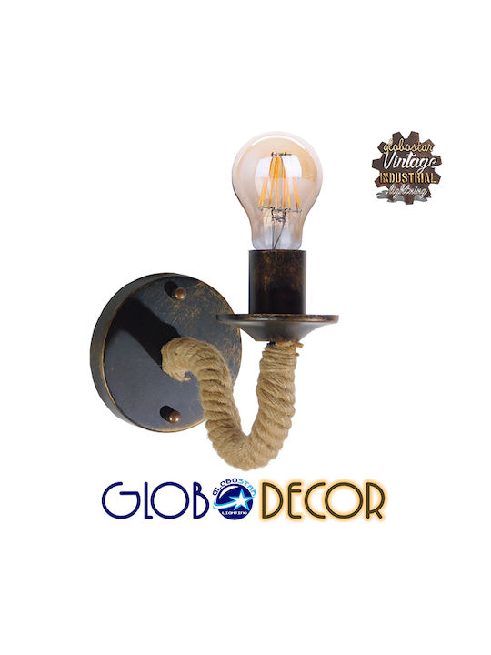 GloboStar Daker Vintage Φωτιστικό Τοίχου με Ντουί E27 Μαύρο 12x12x12εκ.