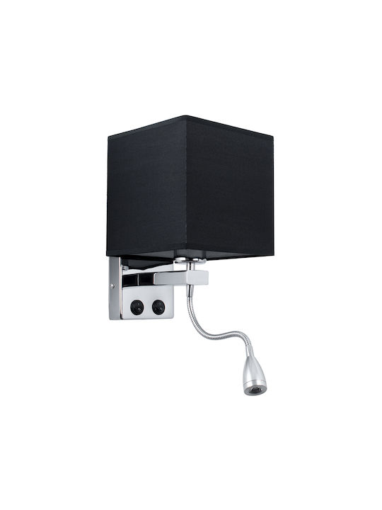 GloboStar Elegant Modern Lamp Wall with Socket E27 and Switch Black 21x43cm