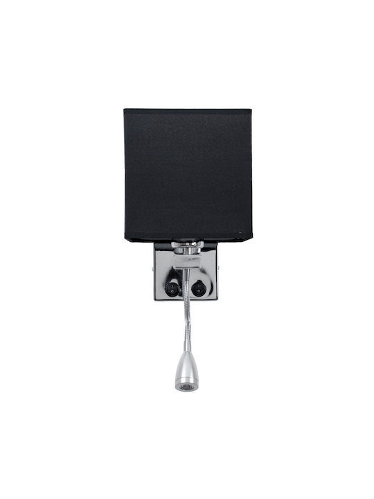 GloboStar Elegant Modern Lamp Wall with Socket E27 and Switch Black 21x43cm
