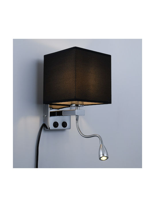 GloboStar Elegant Modern Lamp Wall with Socket E27 and Switch Black 21x43cm