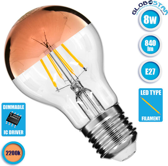 GloboStar Edison Retro LED крушка 8W 110mm за фасунга E27 и форма A60 Топло бяло 840лм Димируем