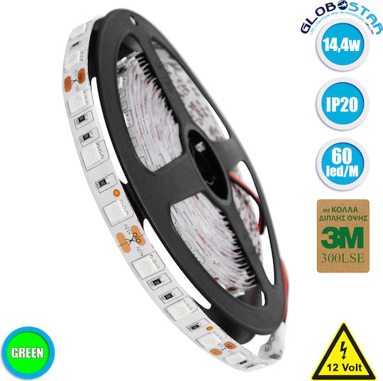 GloboStar Ταινία LED 12V Πράσινο Φως 5m Τύπου SMD5050