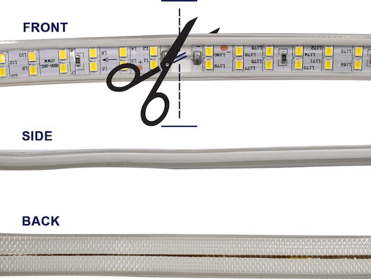 GloboStar Αδιάβροχη Ταινία LED 220V Φυσικό Λευκό Φως 1m Τύπου SMD2835
