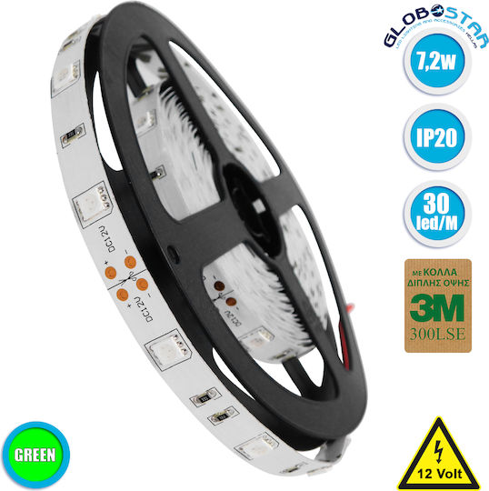GloboStar LED Strip 12V Green Light 5m Type SMD5050