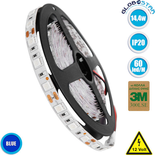 GloboStar Ταινία LED 12V Μπλε Φως 5m Τύπου SMD5050