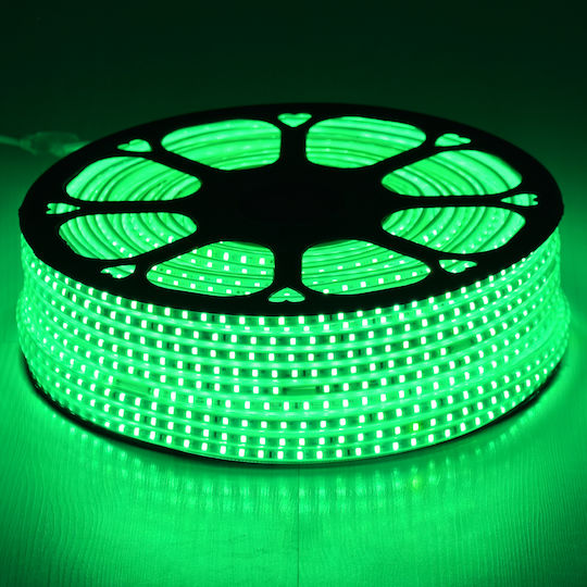 GloboStar Αδιάβροχη Ταινία LED 220V Πράσινο Φως 1m Τύπου SMD2835