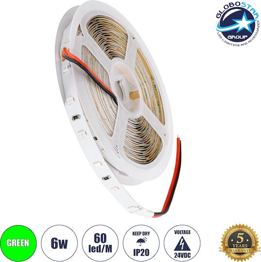 GloboStar LED Strip 24V Green Light 1m Type SMD2835