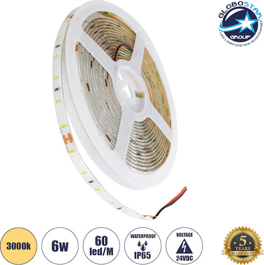 GloboStar Αδιάβροχη Ταινία LED 24V Θερμό Λευκό Φως 1m Τύπου SMD2835