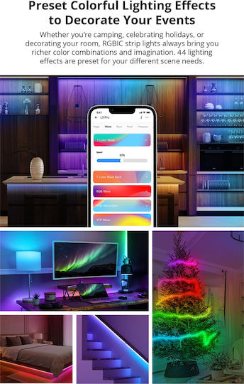 GloboStar Smart Ταινία LED Wi-Fi 5V RGB Φως 5m Τύπου SMD5050 με Τροφοδοτικό