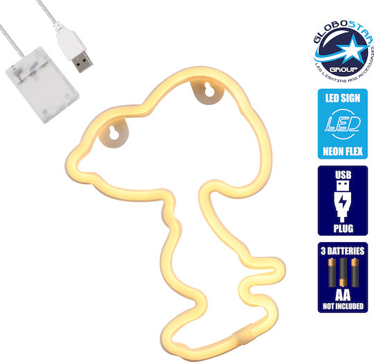 GloboStar Neon Διακοσμητικό Φωτιστικό Snoopy LED Θερμό Λευκό 2700K Φιγούρα