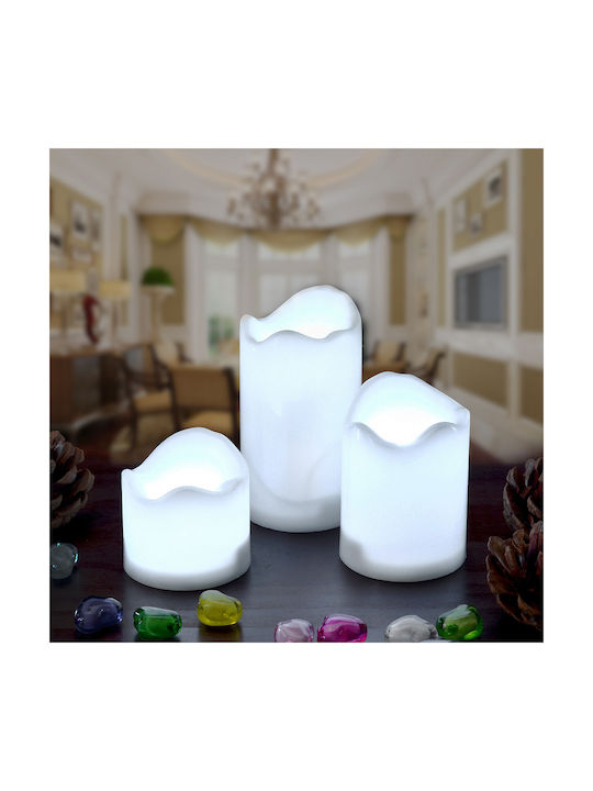 GloboStar Dekorative Lampe Wachs-Politur Weiß 3Stück