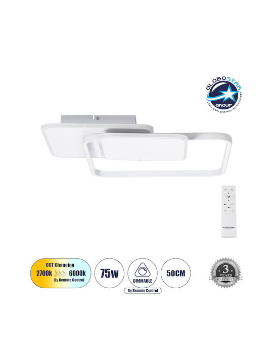 GloboStar Squaro Deckenleuchte 51cm Weiß mit Integrierter LED und Fernbedienung