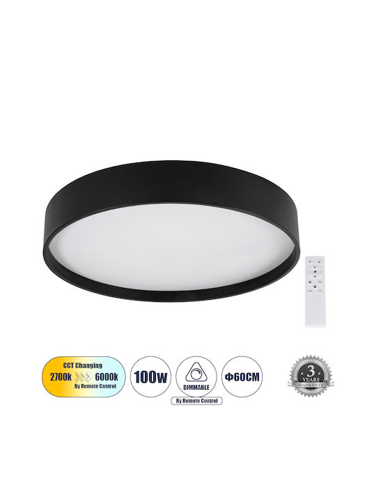 GloboStar Narnia Ceiling Mount Light 60cm Black with Integrated LED and Remote Control