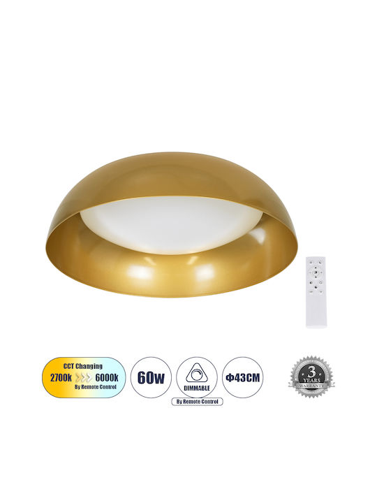GloboStar Anatolia Ceiling Mount Light 43cm Gold with Integrated LED and Remote Control