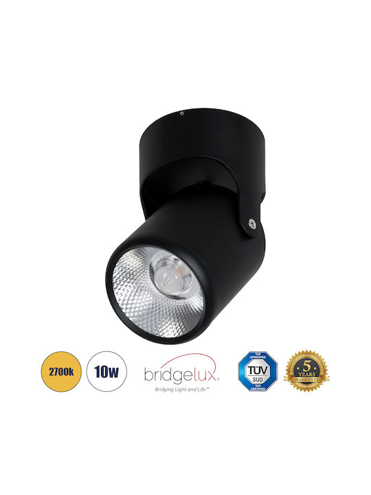GloboStar Единично LED Топло бяло Спот в Черен Цвят